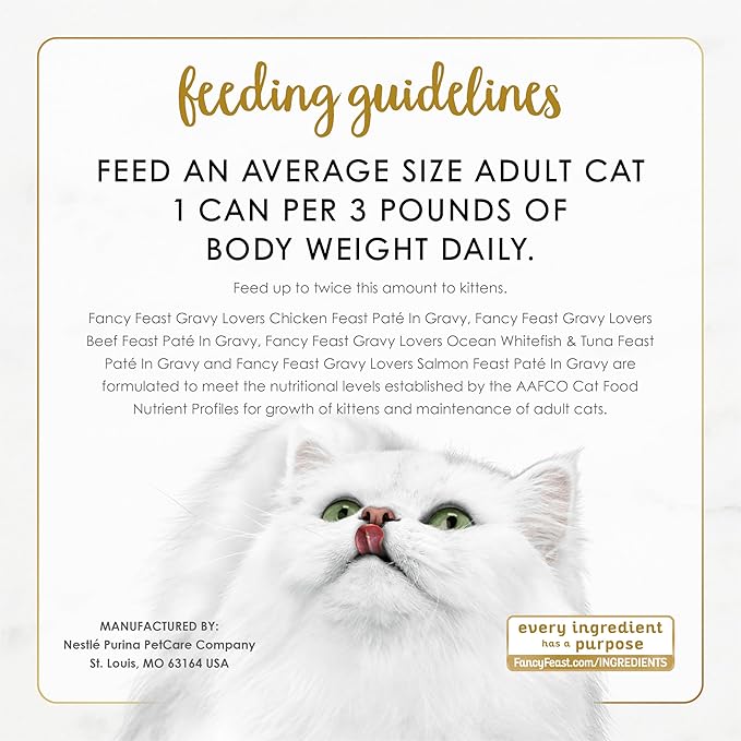 Fancy Feast Purina Gravy Lovers Variety Pack Feast Pate in Wet Cat Food Gravy - 4.5 lb. Boxes, 1 Count (Pack of 48)