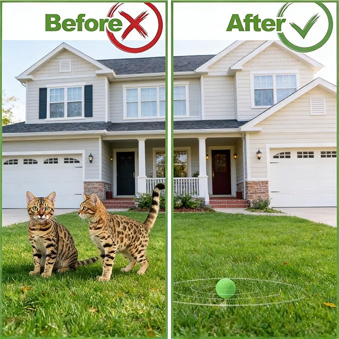 Cat Deterrent Balls 10 Pack, Natural Humane, Indoor Outdoor Repellent for Yard Garden Lawn Prevent Scratch and Chew (Green)
