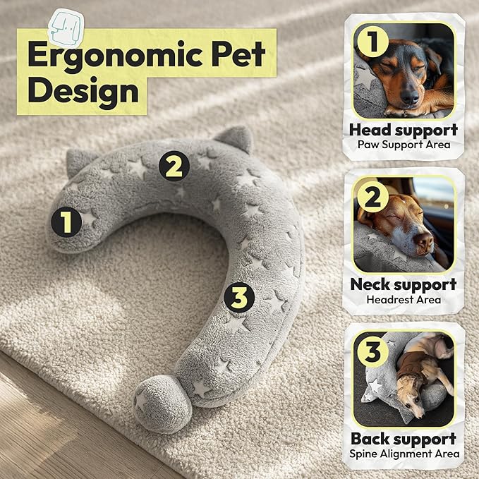 Dog Calming Pillow, Glow in The Dark Dog Put Head on, Soft Question Mark Pillows for Dogs, Kids, Adults, Washable Dog Bed Pillow, Cozy Dog Body Pillow (L Gray)