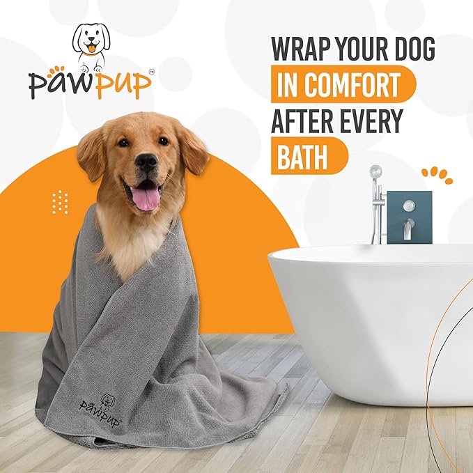 Dog Towels for Drying Dogs Super Absorbent Microfiber Pet Grooming Towel for Dogs, Cats and Other Pets (40 x 24 Inches, Brown and Grey)