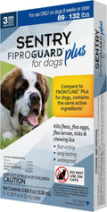 Sentry Fiproguard Plus for Dogs, Flea and Tick Prevention for Dogs (89-132 Pounds), Includes 3 Month Supply of Topical Flea Treatments