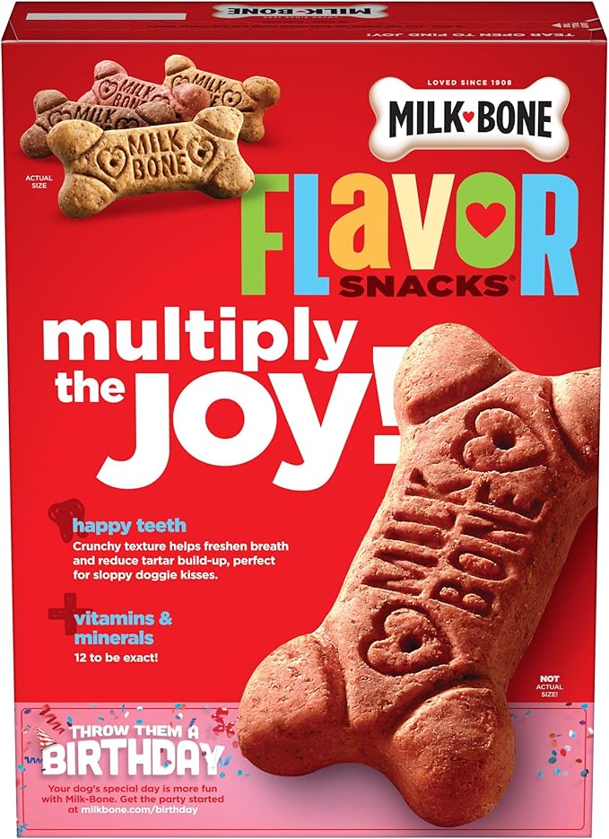 Milk-Bone Dog Treats, Flavor Snacks, 24 Ounce | Small Biscuits | Crunchy Texture | Reduces Tartar | Pack of 2