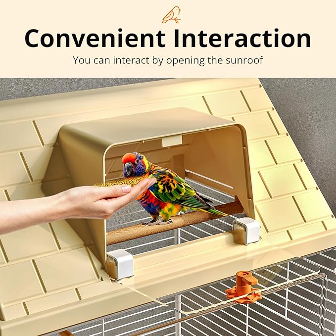 Oneluck Modern Bird Cage with Panoramic View, Large Space Bird Aviary for Small to Medium Birds, Birdcage with Easy Clean Tray for Parakeet,Cockatiel,Budgie,Parakeet,Canary,Finch,Quail,Lovebird,Conure