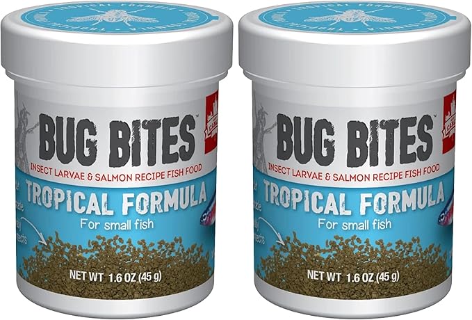 Fluval Bug Bites Tropical Fish Food | Small Granules | For Small-Medium Fish | 1.6 oz | Pack of 2
