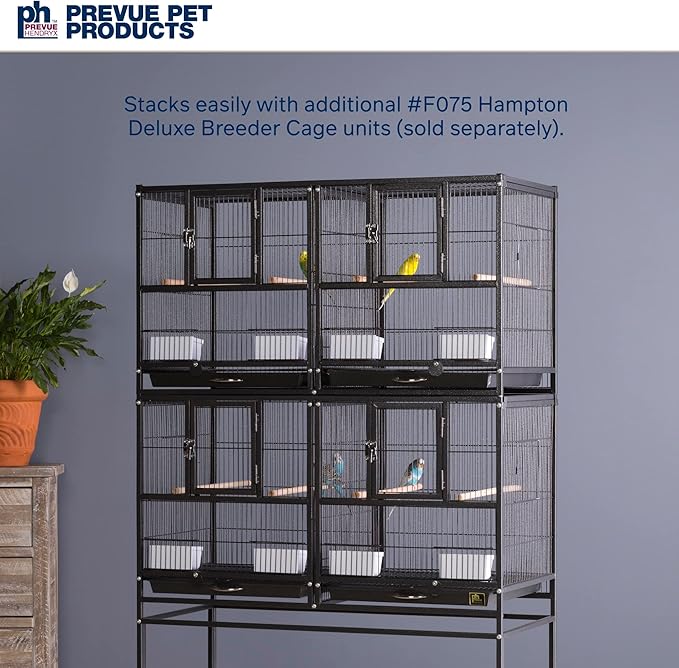 Prevue Pet Products F070 Hampton Deluxe Divided Breeder Cage with Stand,Black Hammertone,1/2"