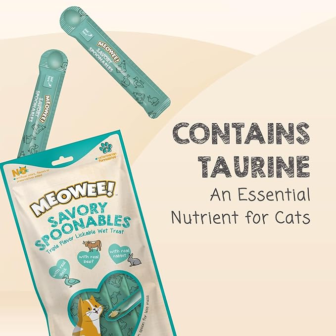 Savory Spoonables with Real Duck, Beef and Rabbit for Cats, 4 Count, Treat Your Cat to Triple Flavor Squeezable Lickable Wet Treats with Built-in Spoon for Less Mess (Pack of 2)