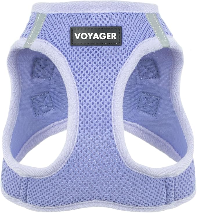 Best Pet Supplies Voyager Step-in Air Harness - All Weather Mesh, Reflective, No Pull Harness for Dogs, Cats - Secure with Hook & Loop Fastener, Buckle, Double D-Rings - Lavender, XS