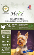 Herz Air-Dried Dog Food, Pup Food for All Life Stages, Ideal for Picky Eaters, Single Pure-Meat, Grain Free, All Natural, High Protein, Limited Ingredients, 2 lb U.S.A Turkey Breast Recipe.