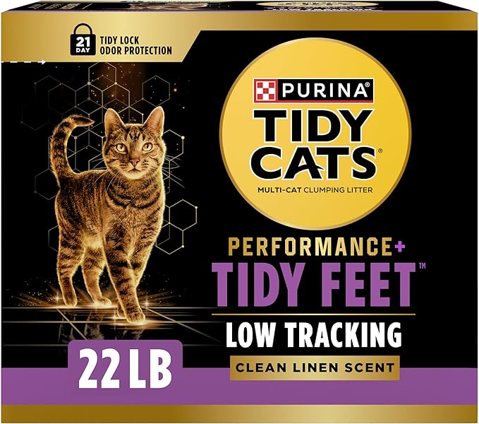 Purina Tidy Cats Performance Plus Tidy Feet Low Tracking Scented Clumping Multi Cat Litter with Clean Linen Scent - 22 lb. Box
