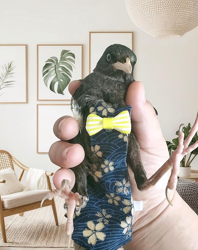 2 Pcs Bird Diapers Bird Harness Flight Suits Diapers with 80in Flying Leash Reusable Parrot Nappy with Waterproof Inner Layer for Cockatiel Budgie Conure Parakeet Lovebird-Red&Dark Blue