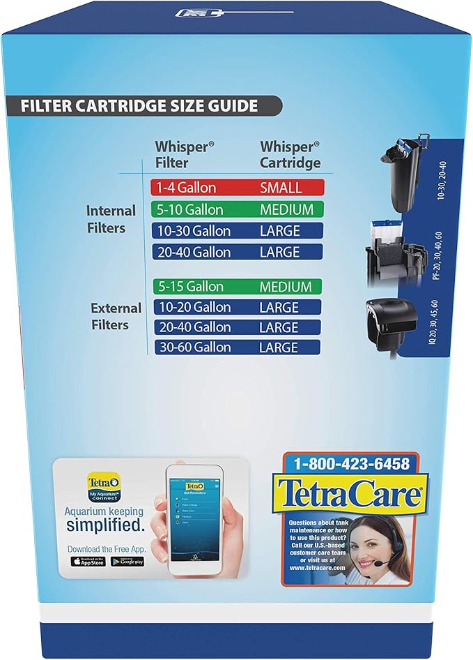 Tetra Whisper Bio-Bag Filter Aquarium Cartridges, Large Filter for Freshwater and Marine Fish, Removes Odors and Discoloration, Easy to Assemble, 8 Large Blue Filters