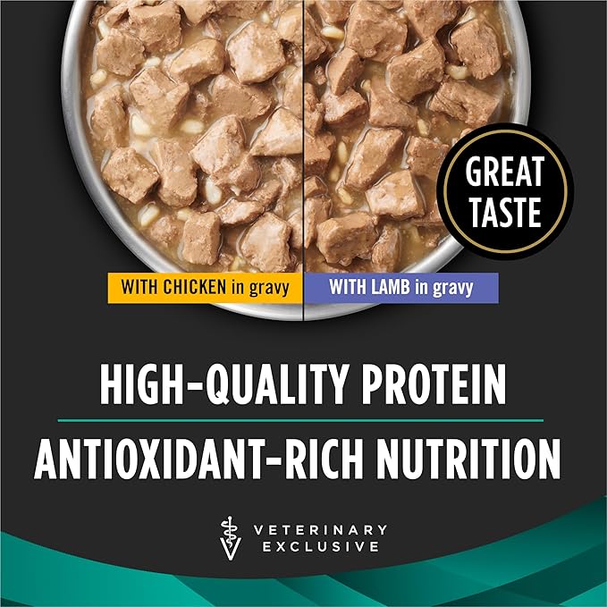 Pro Plan Veterinary Diets Purina EN Savory Selects Gastroenteric with Chicken and with Lamb in Gravy Gastrointestinal Dog Food Variety Pack - (12) 13.2 oz. Cans