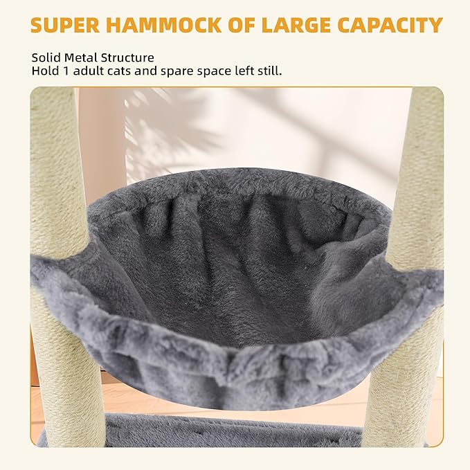 ROYPET Fashion Design 43.3" Cat Trees with Cat Houses,Grey