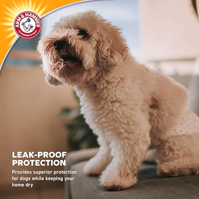 Arm & Hammer for Pets Disposable Female Dog Diapers with Odor Control and Wetness Indicator, Leak Resistant Dog Diapers for Incontinence and Heat Cycles, Size Large 18–23 in Waist, 12 Count