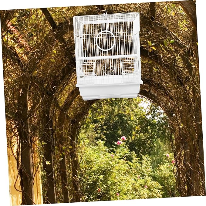 Portable Metal Bird Carrier Cage for Pearl Jade Finches Painted Eyebrow Birds Lightweight Air Circulation Design Travel Storage for Pets White Iron Art Cage for Home Use