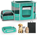 Cat Playpen - Portable Dog Playpen with Litter Box, Foldable Soft Dog Crate for Indoor/Outdoor, Pop Up Cat Enclosure, Collapsible Puppy Kitten Rabbit Cage Tent，2-Room