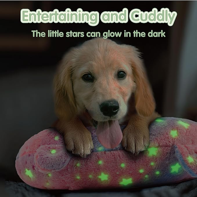 Dog Pillows for Medium Dogs, Glow in The Dark Soft Neck Pillow, U-Shaped Pillow for Cat and Dog, Machine Washable Toy & Birthday Gift (Glow Pink, M)