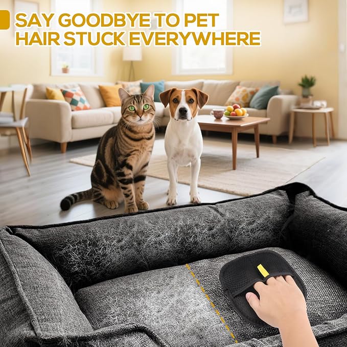 BABORUI Pet Hair Removal Glove - 2 Pack Pet Hair Remover Glove, Electrostatic Gloves Pet Hair Lint Rolls into Strips, Dog and Cat Hair Remover Tool for Furniture, Car, Couch, Carpet, Clothes
