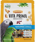 Vitakraft Sunseed Vita Prima Safflower Formula Parrot Food for Medium and Large Birds 4 lb. Bag with Seeds Grains Fruits and Veggies for Wholesome Daily Nutrition Your Parrot is Family