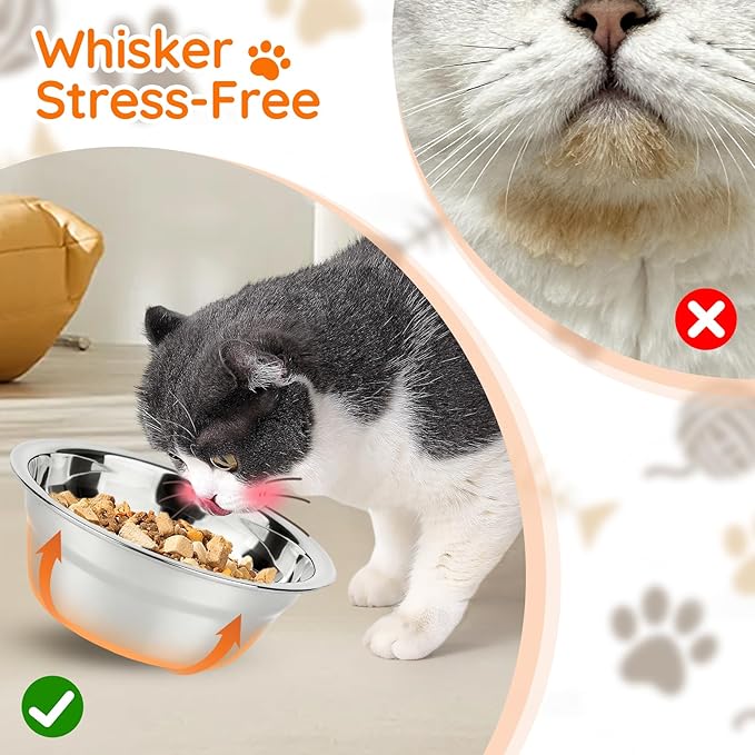 Elevated Cat Bowls Raised Cat Food Bowls, 15° Tilted Pet Bowls for Cats Puppy Small Dogs, Raised Dog Bowl Stand Feeder Adjustable Dog Cat Food Water Bowls Stand with 3 Stainless Steel Bowls