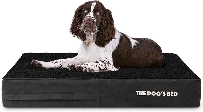 The Dog’s Bed Orthopedic Memory Foam Dog Bed Mattress, Plush Fabric, Black Plush, Large, 6-Inch