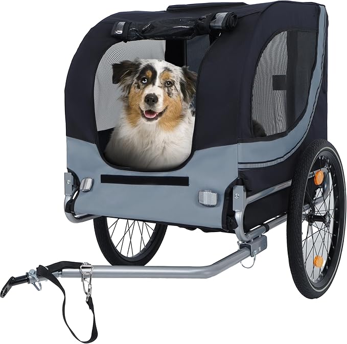 Large Dog Bike Trailer, All-Terrain Pet Carrier, Cargo Carrier, Durable Steel Frame for Travel, Cycling, Outdoor Adventures