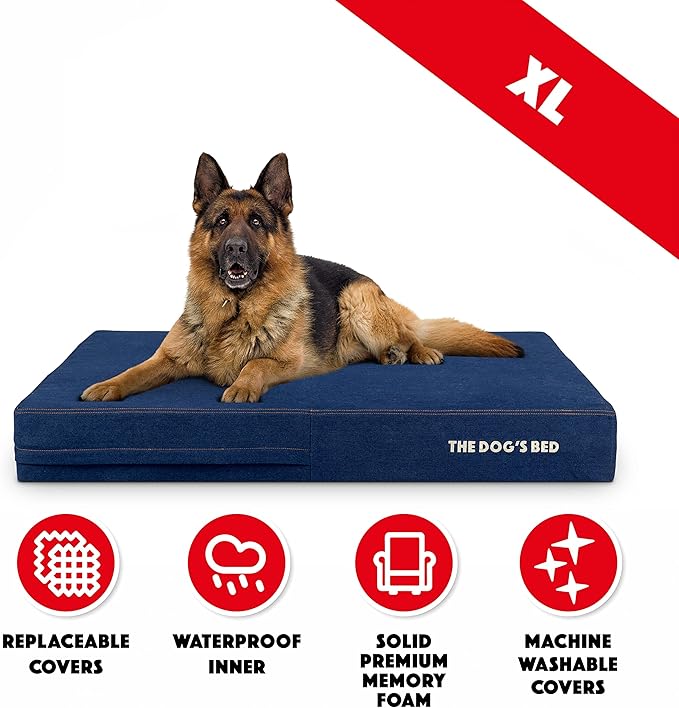 The Dog’s Bed Orthopedic Memory Foam Dog Bed Mattress, Oxford Fabric, Real Blue Denim, XL, 6-Inch