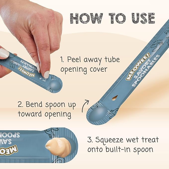 Savory Spoonables with Real Tuna, Chicken & Duck, 4 Count Tube, Triple Flavor Squeezable Lickable Wet Treats for Cats with Built-in Spoon for Less Mess (Pack of 2)