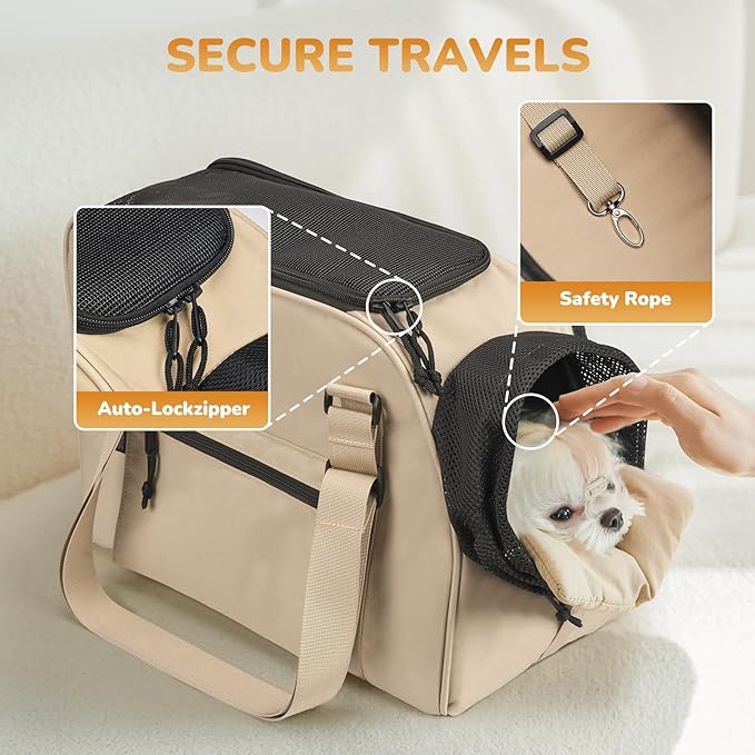 Upgraded Dog Purse Carrier for Small Dogs, Versatile Pet Bag with a Big Pocket, Breathable Mesh & Comfortable Strap, Pet Purse Carrier for Regular Outings, Travel, and Vet Visits (up to 9lbs)