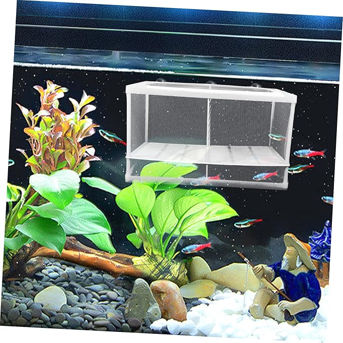 Happyyami 2pcs Aquarium Fish Breeding Box with Suction Cups Multifunctional Isolation Divider for Newborns and Pregnant Fish