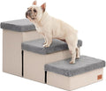 Love's cabin Dog Stairs for High Bed 18" H, 3 Steps with Furry Lids Pet Stairs for Small Medium Large Dogs, Foldable Cat Ramp with Zip up to 200 lbs, Grey