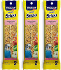 Vitakraft 3 Pack of Harvest Apple Crunch Sticks for Parakeets, 2 Sticks Each