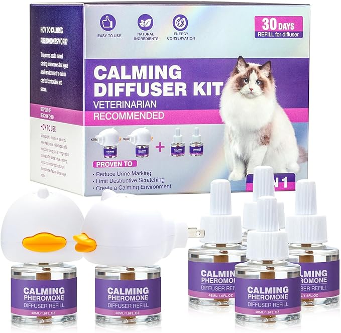 Cat Calming Pheromone Diffuser Effectively Relieve Anxiety Stress Cat Calming Diffuser Comfort for Cats Refill Reduce Fighting Spraying and Scratching Calm Relaxing 48ml/Bottle Fits All Cats