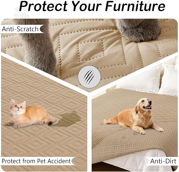 hyha Waterproof Dog Blanket, Soft Dog Bed Cover Pet Blankets, Waterproof Sofa Couch Cover for Dogs Washable, Reversible Pet Couch Covers for Sofa Furniture (52x82 Inch, Camel/Camel)
