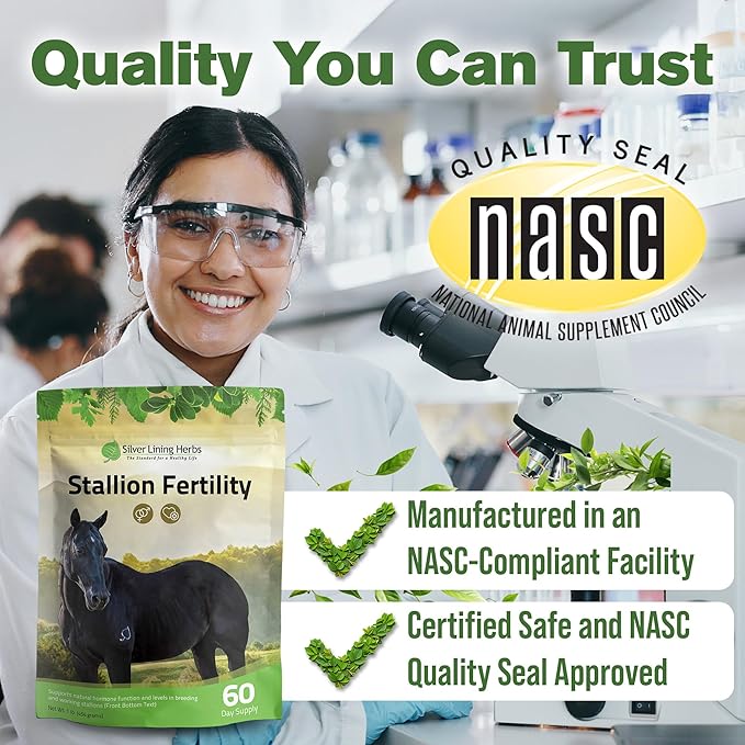 Silver Lining Herbs Stallion Fertility Supplements a Natural Libido & Energy Horse Supplement for Male Horses Help Keeps Stallions in Top Breeding Condition - Equine Herbal Horse Supplements - 1 lb