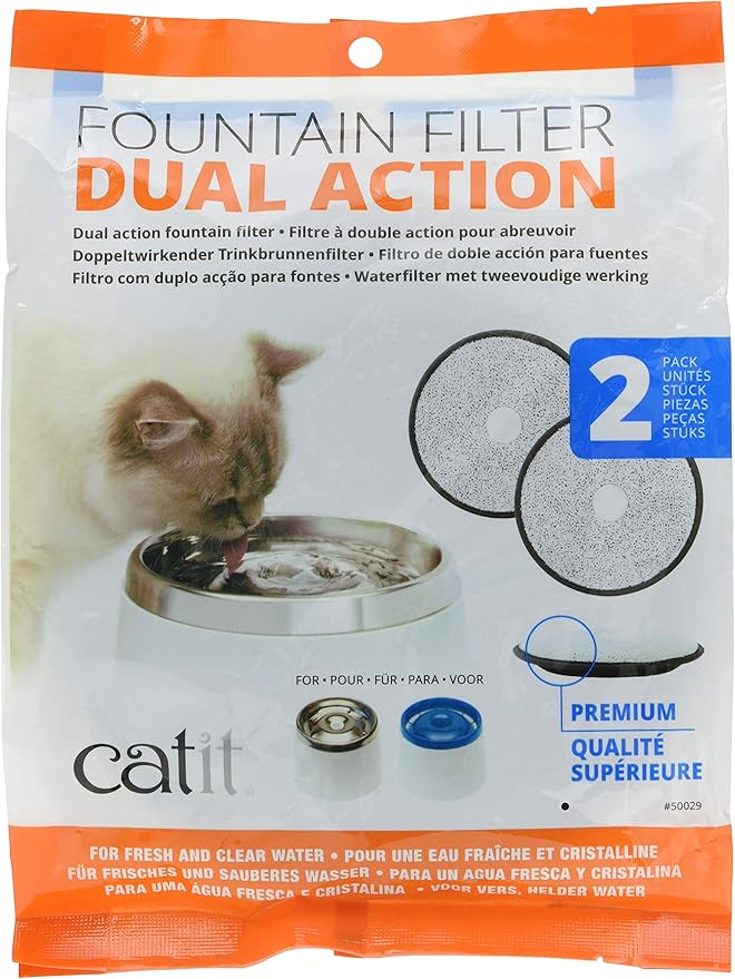 Catit Fresh & Clear Dual Action Cat Water Fountain Replacement Filters, 2-Pack