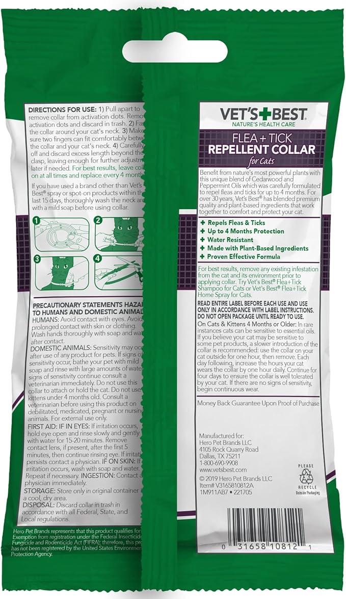 Vet's Best Natural Flea and Tick Spray for Cats and Home – Plant-Based Pest Control with Certified Essential Oils – Safe Indoor Flea Treatment for Cat Households – 96 oz Refill Bottle – Made in USA