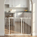 Extra Wide Baby Gate 48-53 Inch, Tension Mounted No Drilling, Pressure Mounted Indoor Safety Gate for Stairs & Doorways - Metal Design for Kids and Pets, White