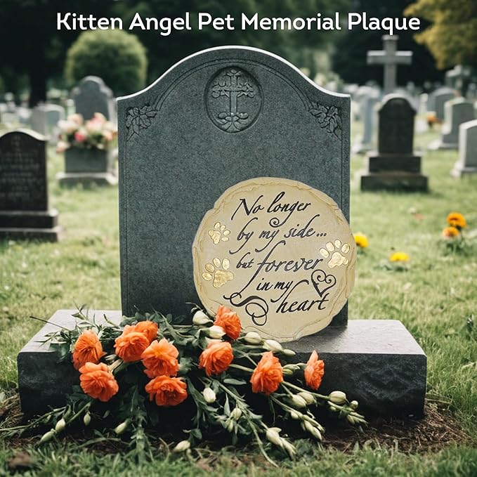 Lily's Home Pet Memorial Stone - Cat or Dog Grave Marker - Durable Waterproof Garden Memorial Stone for Indoor and Outdoor Use - Sympathy Gift for Pet Loss - Circle
