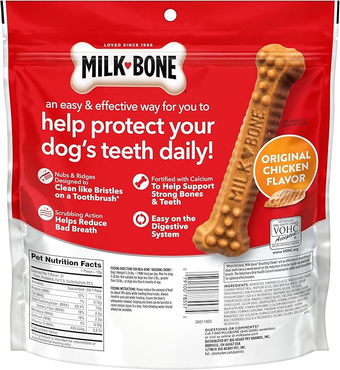 Milk-Bone Original Brushing Chews 48 Mini Daily Dental Dog Treats Scrubbing Action Helps Clean Teeth
