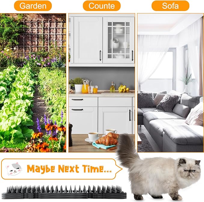 Nuanchu 12 Pieces Cat Deterrent Mat Stool Dog Cat Repellent Mat Cat Repellent Mat with Spikes Keep Dogs Off Counter Anti Pet for Outdoor Indoor Plants Garden Sofa Window(16.5 x 3.3 Inch,Black)