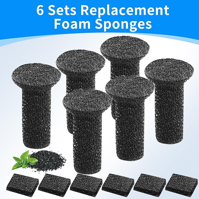 Lite Fountain Replacement Foam Filters and Sponge Mufflers - 6 Sets (Compatible with Lite 2.5L/84oz Cat Water Fountain)
