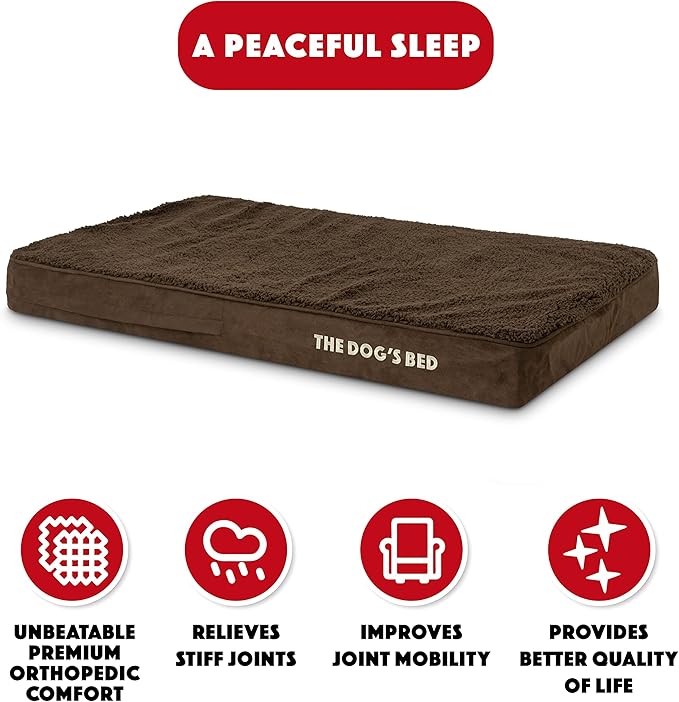 The Dog’s Bed Orthopedic Memory Foam Dog Bed Mattress, Plush Fabric, Brown Plush, Large, 4-Inch