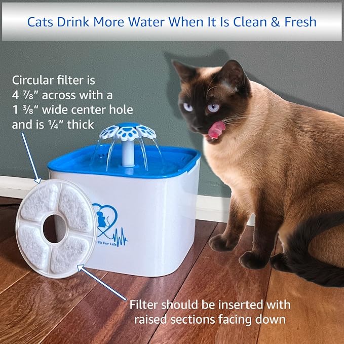 Pet Fit for Life Pet Water Fountain Filter 6-Pack - Premium Filters for Cat Water, Dog & Bird Fountain Sprinkle - Clean & Easy Replacement