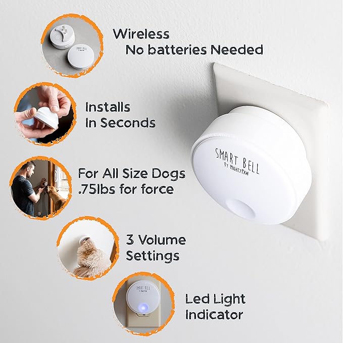 Mighty Paw Smart Bell 2.0 – Potty Training Button for Dogs & Puppies – Train Your Dog to Ring The Bell – Wireless Pet Communication (2 Button Pack)