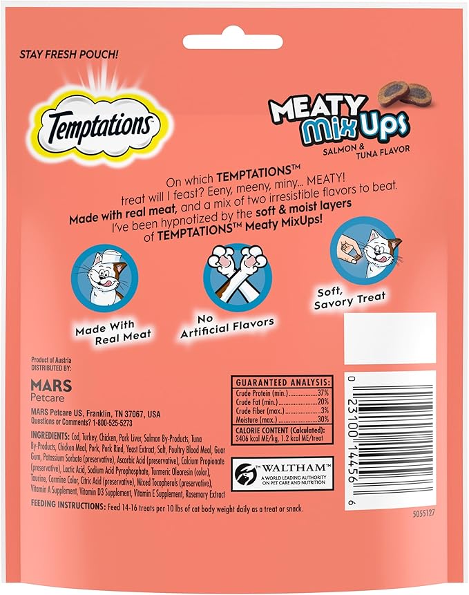 Temptations Meaty MixUps Cat Treats with Salmon & Tuna, 4.12 oz. Pouch