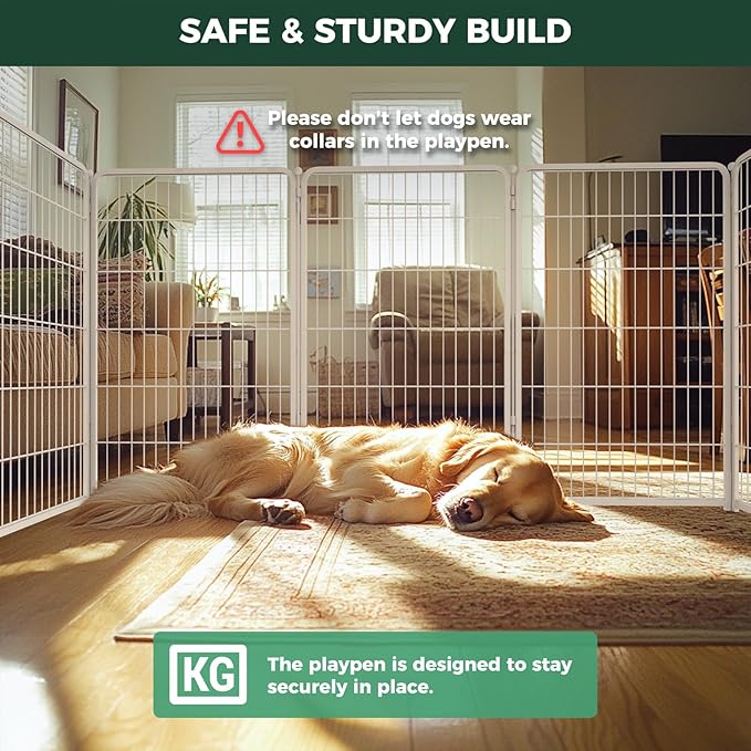 FXW Homeplus Unleashed Indoor Dog Playpen - Stress-Free and Safe Play, Heavy Duty 45 Inch 16 Panels Dog Pen with Connectors (Pack of 2) for Large Dogs, White│Patented
