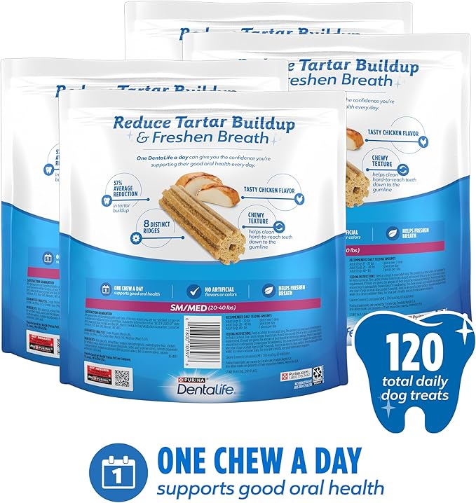 Purina DentaLife Daily Oral Care Dog Dental Chews for Small and Medium Breed Dogs - 120 ct.