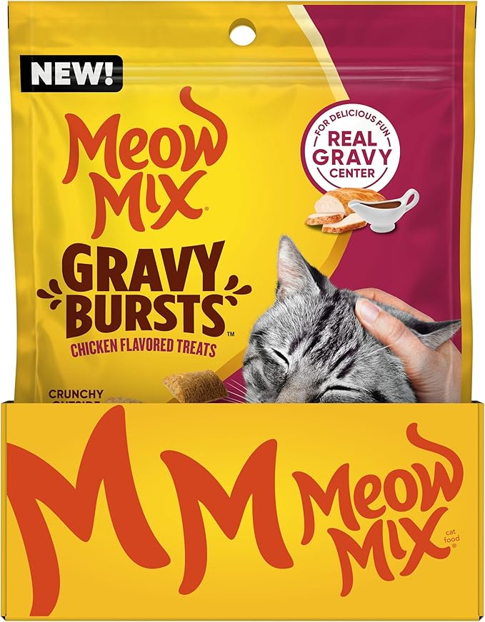Meow Mix Gravy Bursts Chicken Flavored Cat Treats, 2.7 Oz. Bag (Pack of 5)