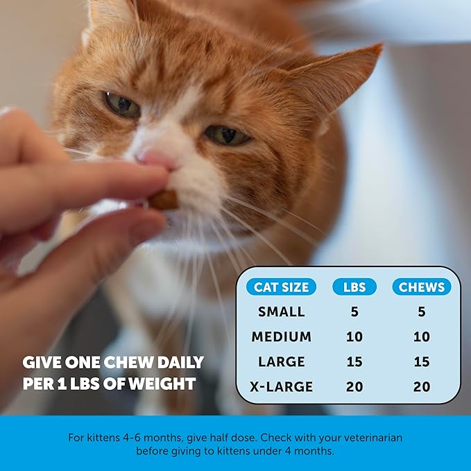 Cat Skin & Coat Health Chews – Crunchy & Creamy Treats with Omegas, Vitamin C & E, Biotin – Soothes Itchy, Dry Skin, Reduces Shedding & Promotes a Shiny Coat – Cat Vitamins (Chicken 30-Day Supply)